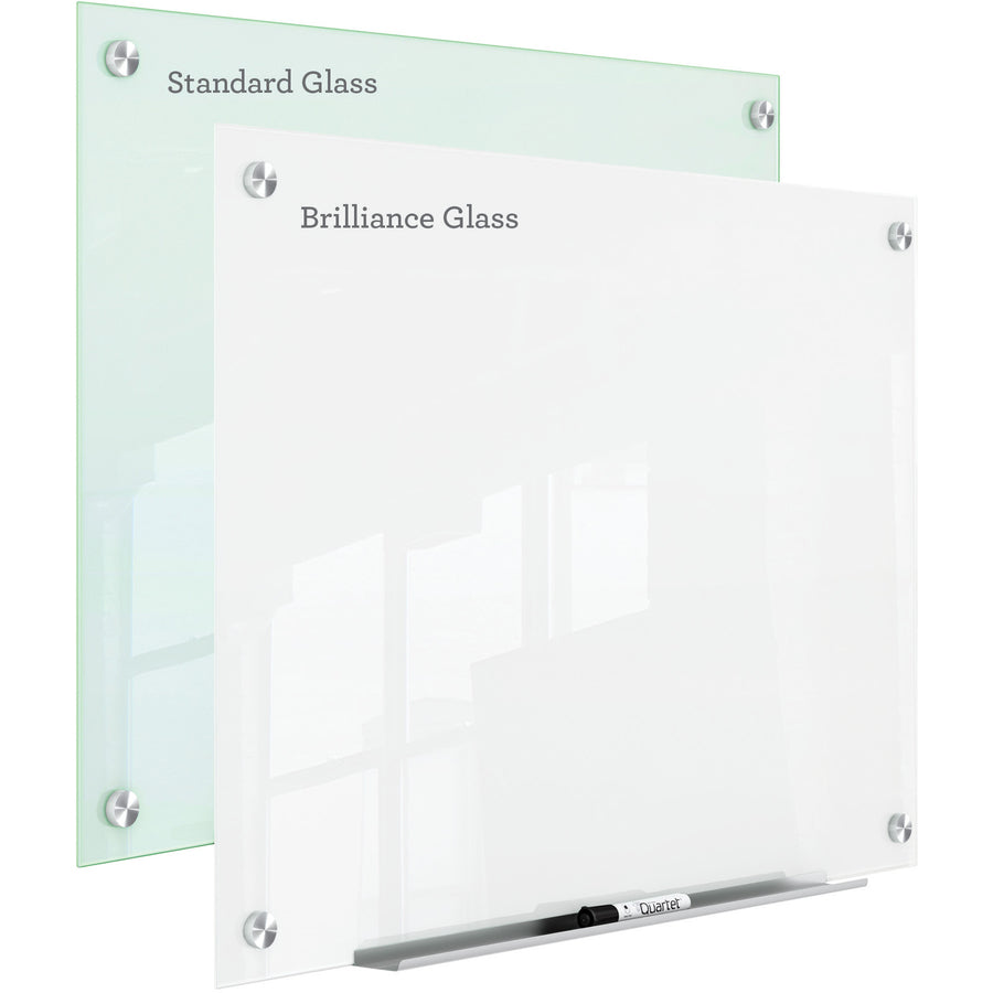 Quartet Infinity Magnetic Glass Dry-Erase Board, 36" x 24", White Tempered Glass, Rectangle, Magnetic, Frameless, Accessory Tray, 2 Magnets, 1 Marker, 1 Each