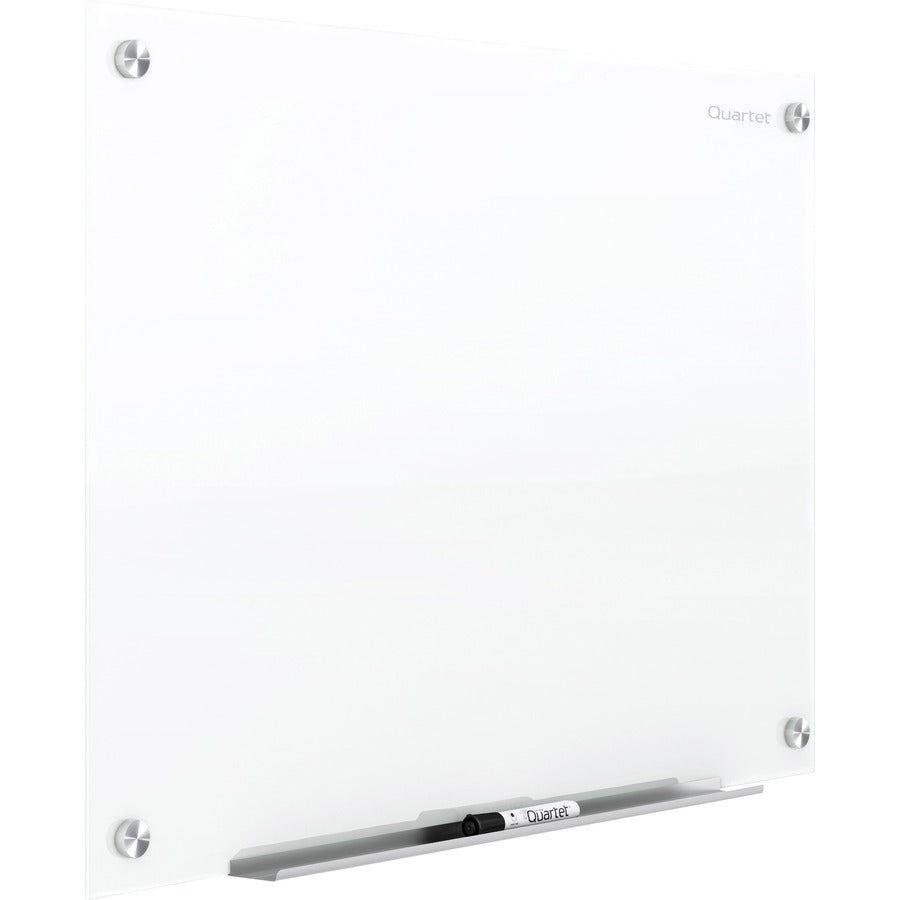 Quartet Infinity Magnetic Glass Dry-Erase Board, 36" x 24", White Tempered Glass, Rectangle, Magnetic, Frameless, Accessory Tray, 2 Magnets, 1 Marker, 1 Each