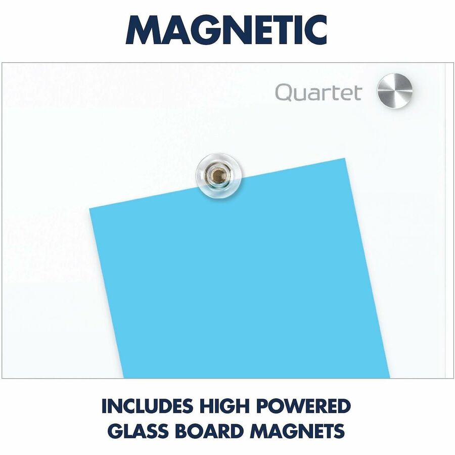 96" (8 ft) Width x 48" (4 ft) Height - Brilliance White Tempered Glass Surface - Rectangle - Horizontal/Vertical - Magnetic - 1 Each