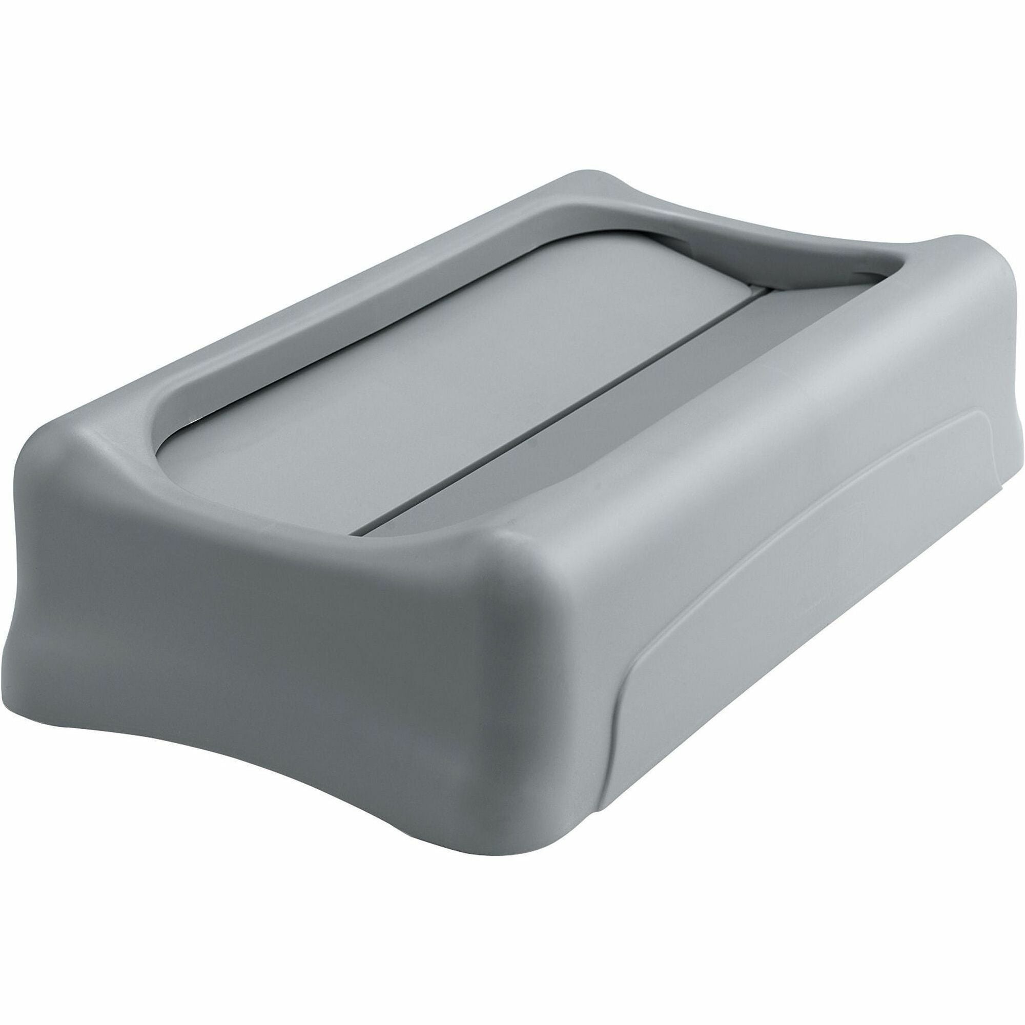 Rubbermaid Commercial Slim Jim Container Swing Lid - Rectangular - Plastic - Gray - 1 Each
