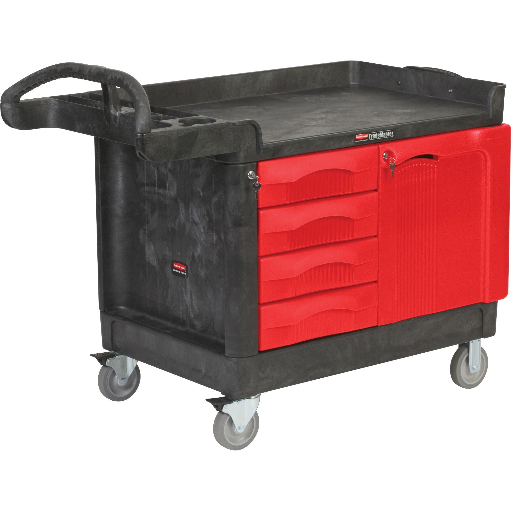 750 lb Load Capacity - 5" Caster Size - Structural Foam - 27.87" Width x 50.75" Depth x 29" Height - Black, Red - 1 Each