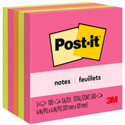 Post-it&reg; Notes - Poptimistic Color Collection - 4" Flag/Note Width x 4" Flag/Note Length - Square - 100 Sheets per Pad - Fuchsia, Neon Green, Neon Orange - Repositionable, Self-adhesive - 1 Pack