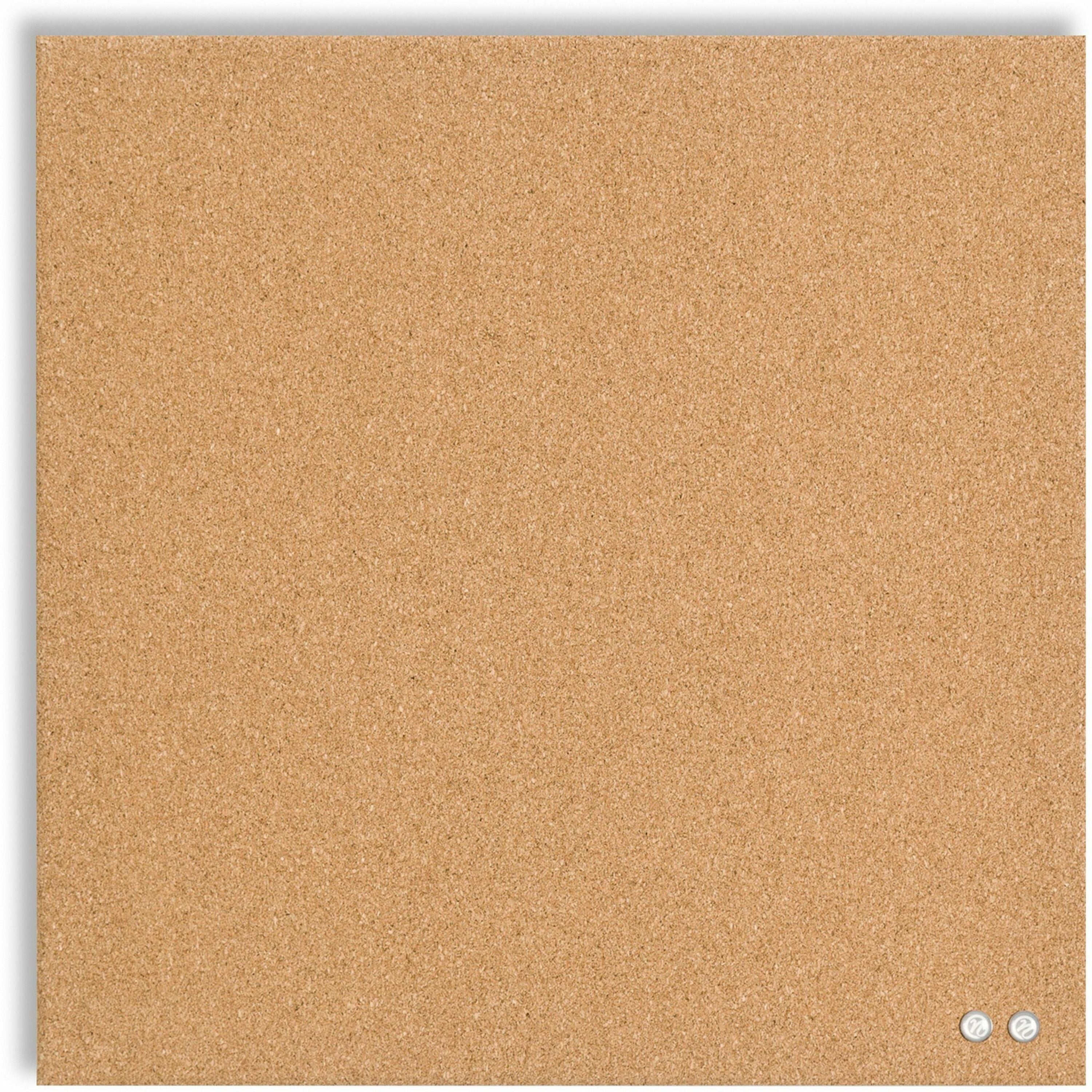 U Brands Frameless Cork Canvas Bulletin Board - 14" Board Height x 14" Board Width - Natural Cork Surface - Self-healing, Frameless, Easy Installation, Sleek Style, Self-healing, Mounting System - 1 Each