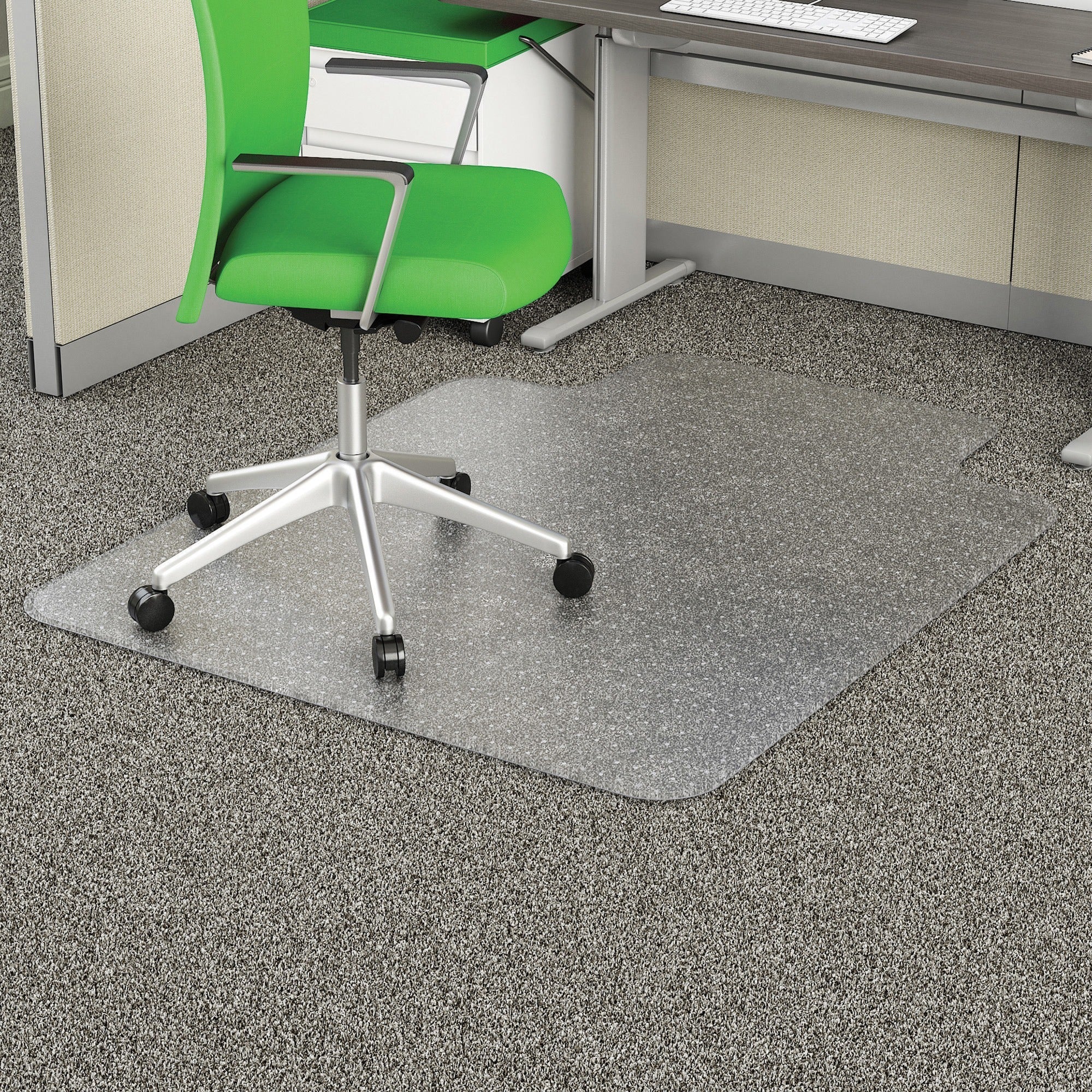 Deflecto EconoMat Chair Mat - Commercial, Carpet, Office - 53" Length x 45" Width x 0.100" Thickness - Clear - 1 Each