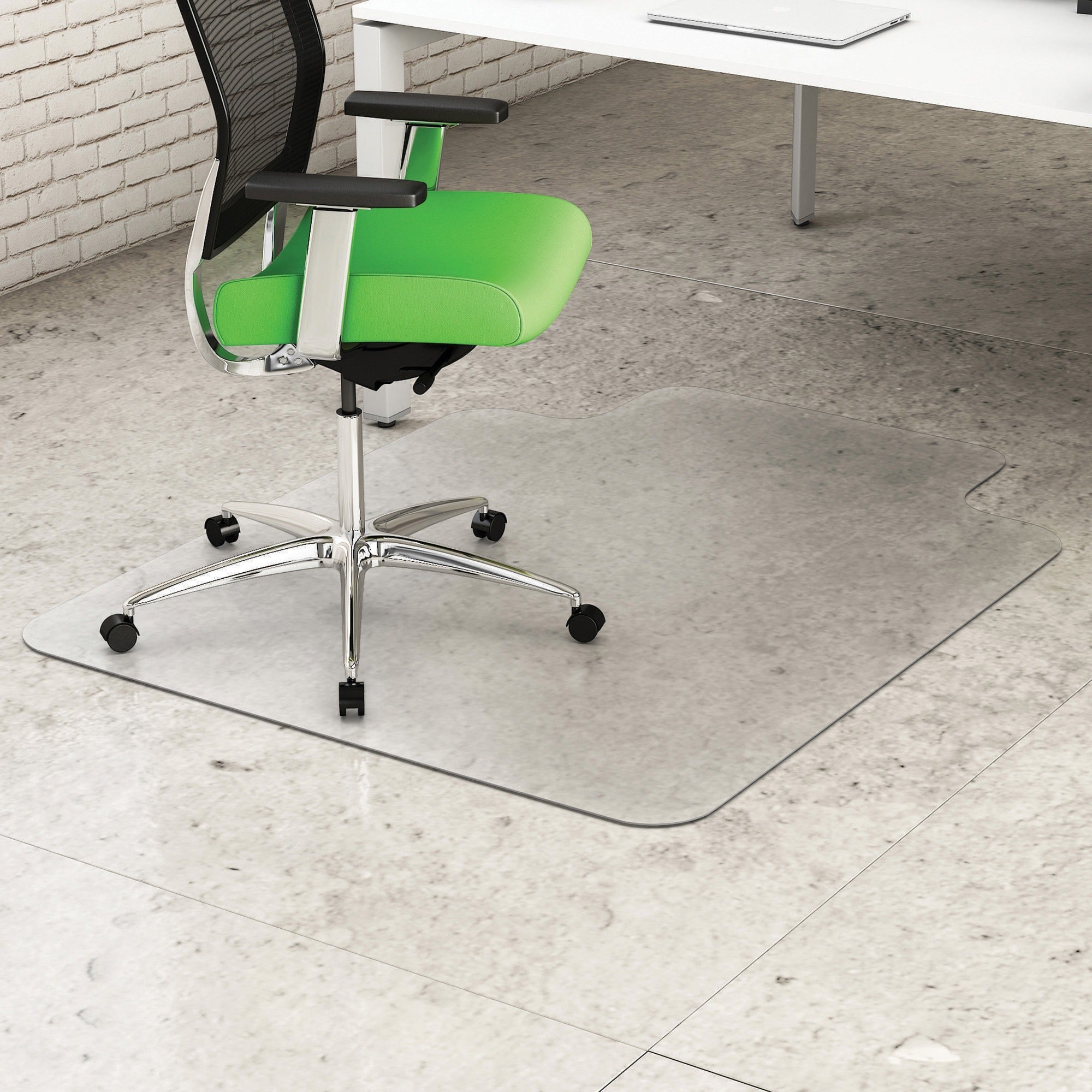 Deflecto Earth Source Hard Floor Chair Mat - Hard Floor - 48" Length x 36" Width x 0.100" Thickness - Lip Size 10" Length x 19" Width - Clear - 1 Each