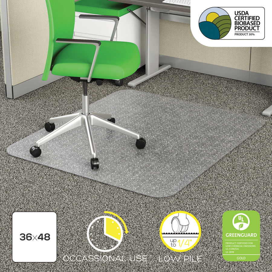 Deflecto EconoMat Chair Mat - Commercial, Carpet - 48" Length x 36" Width x 0.100" Thickness - Rectangular - Clear - 1 Each