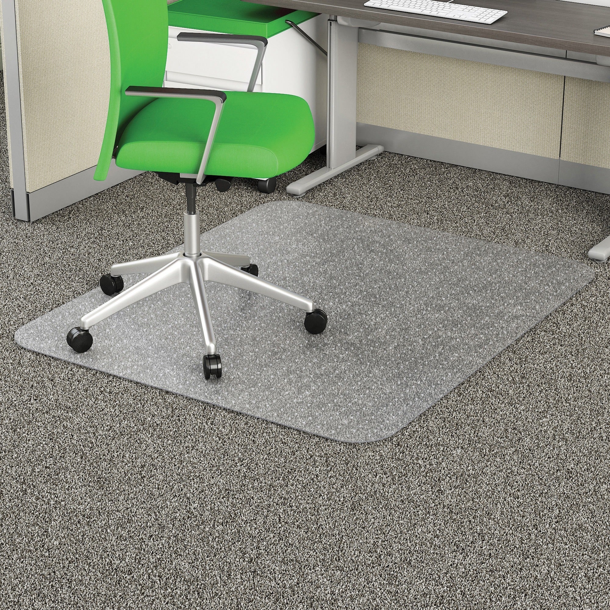 Deflecto EconoMat Chair Mat - Commercial, Carpet - 48" Length x 36" Width x 0.100" Thickness - Rectangular - Clear - 1 Each