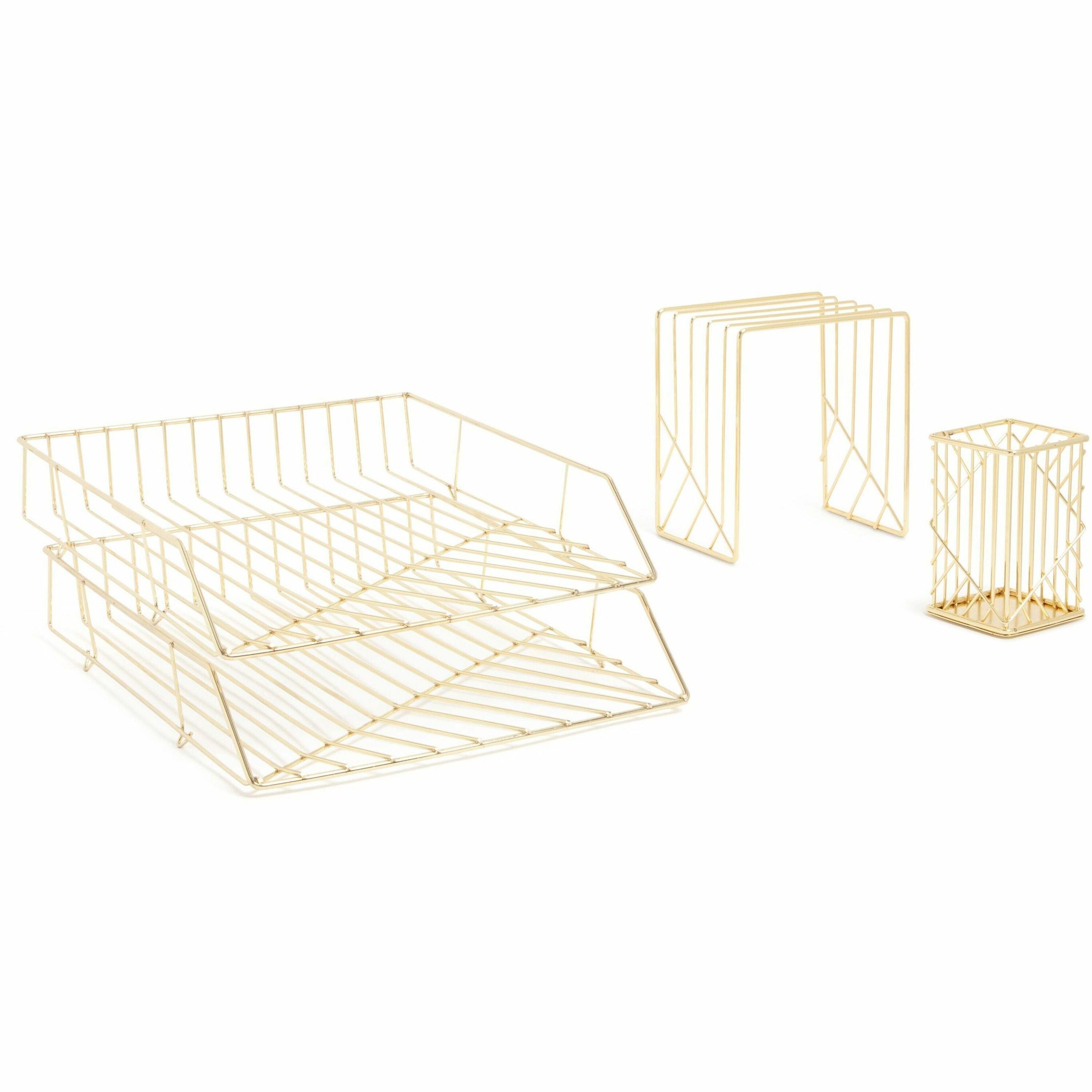 U Brands Vena Desktop Organization Kit - Metal - Gold - 1 Each