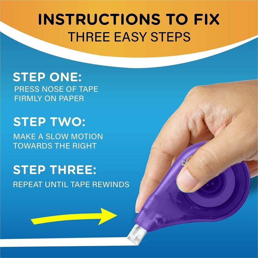 BIC Wite-Out EZ CORRECT Correction Tape - 0.20" Tape Width x 39.40 ft Tape Length - Tear Resistant, Odorless, Film-based - Translucent, White - 1 Box