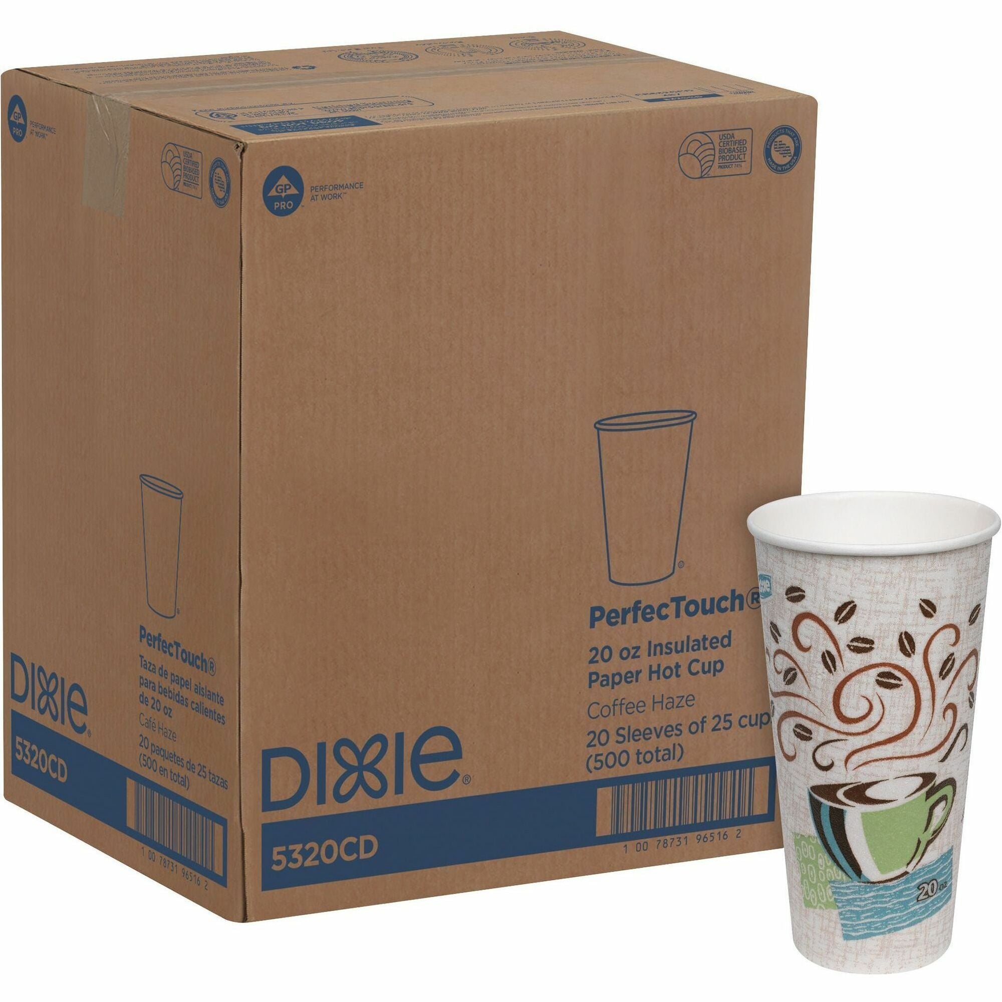 20 fl oz - White, Green, Brown - Paper - Hot Drink - 25/Pack - 20 / Carton