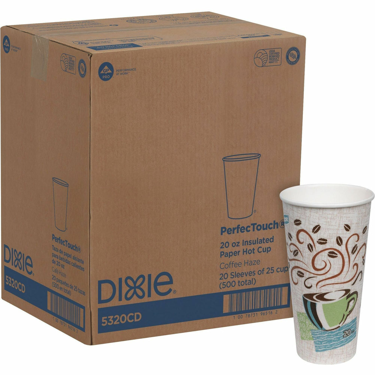 20 fl oz - White, Green, Brown - Paper - Hot Drink - 25/Pack - 20 / Carton