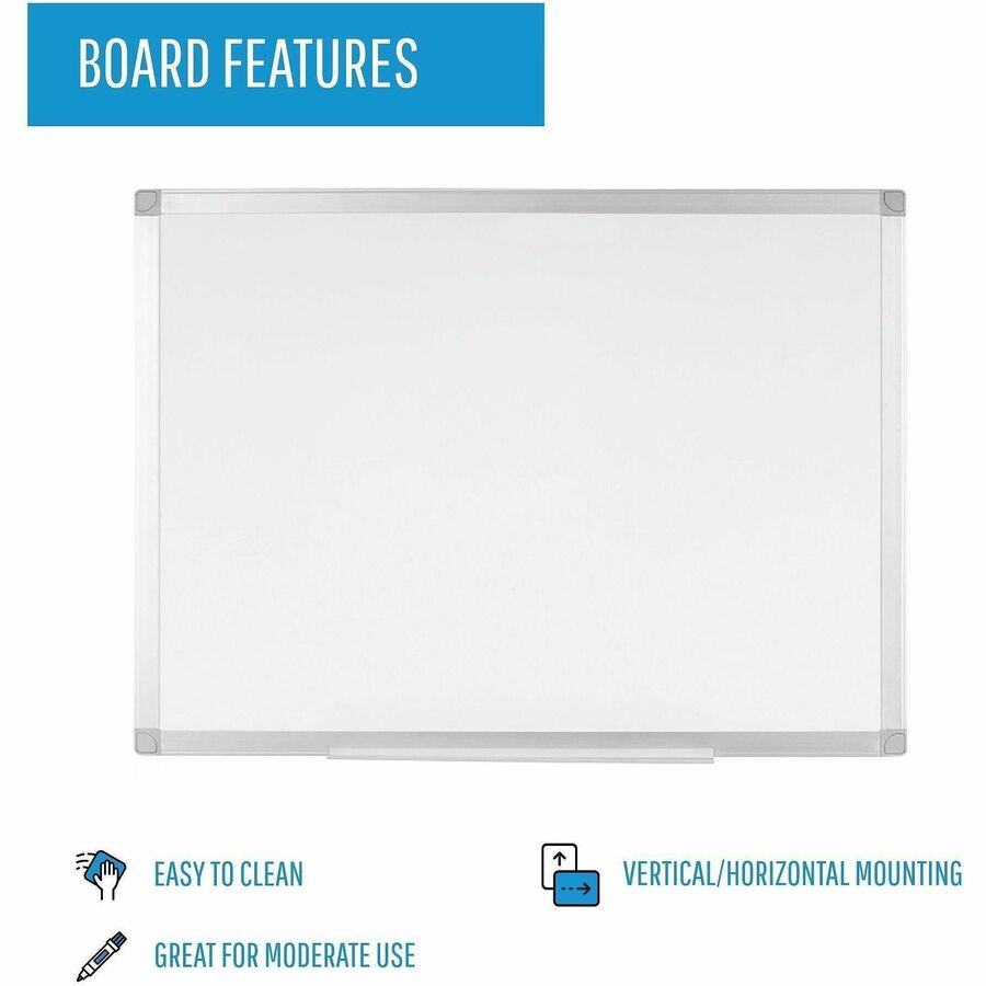 MasterVision Ayda Melamine Dry Erase Board - 24" (2 ft) Width x 36" (3 ft) Height - Melamine Surface - Rectangle - Horizontal/Vertical - 1 Each