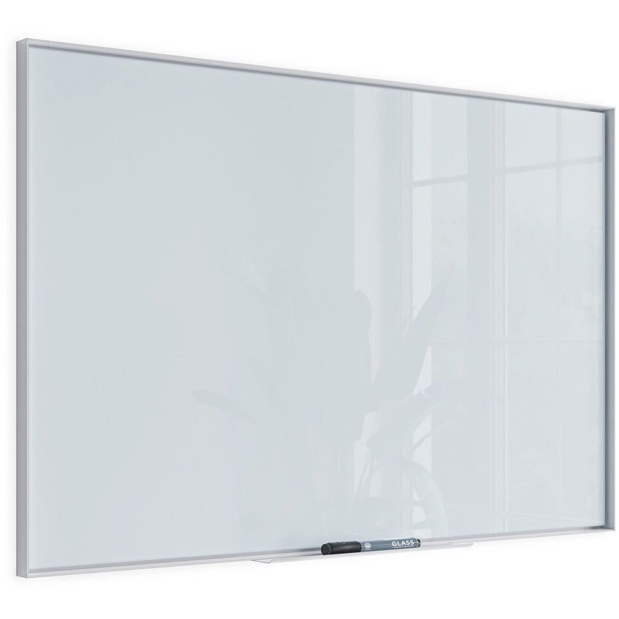 U Brands Glass Non-Magnetic Dry-Erase Board - 36" (3 ft) Width x 24" (2 ft) Height - Frosted White Tempered Glass Surface - White Aluminum Frame - Rectangle - Horizontal/Vertical - 1 Each