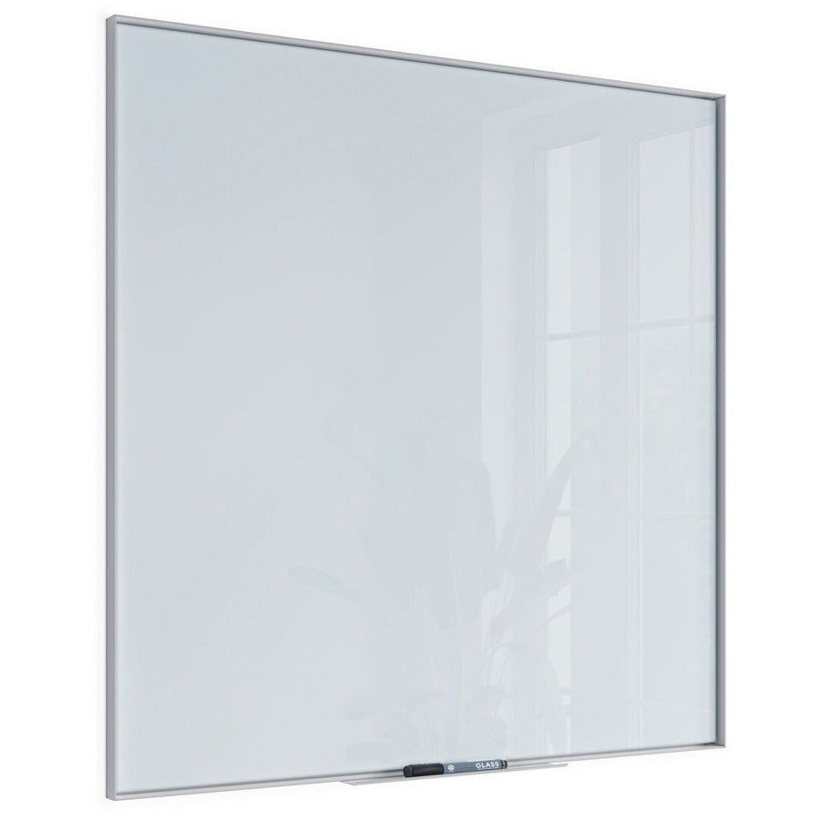 U Brands Glass Non-Magnetic Dry-Erase Board - 36" (3 ft) Width x 36" (3 ft) Height - Frosted White Tempered Glass Surface - White Aluminum Frame - Square - Horizontal/Vertical - 1 Each