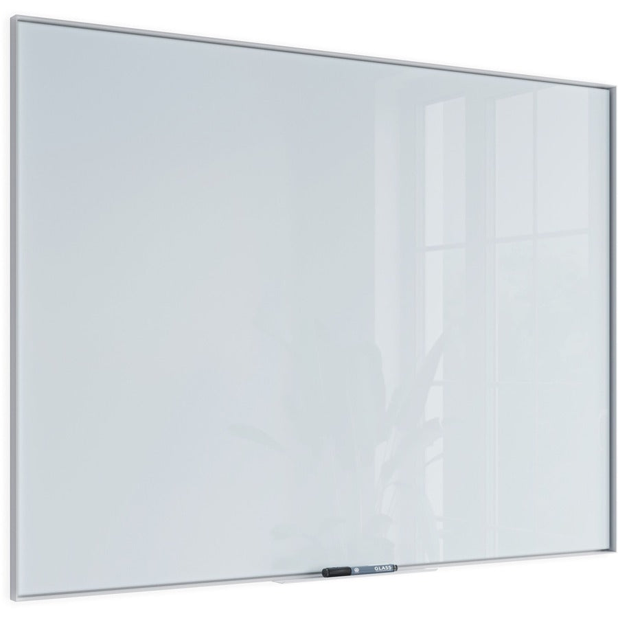 U Brands Glass Non-Magnetic Dry-Erase Board - 48" (4 ft) Width x 36" (3 ft) Height - Frosted White Tempered Glass Surface - White Aluminum Frame - Rectangle - Horizontal/Vertical - 1 Each
