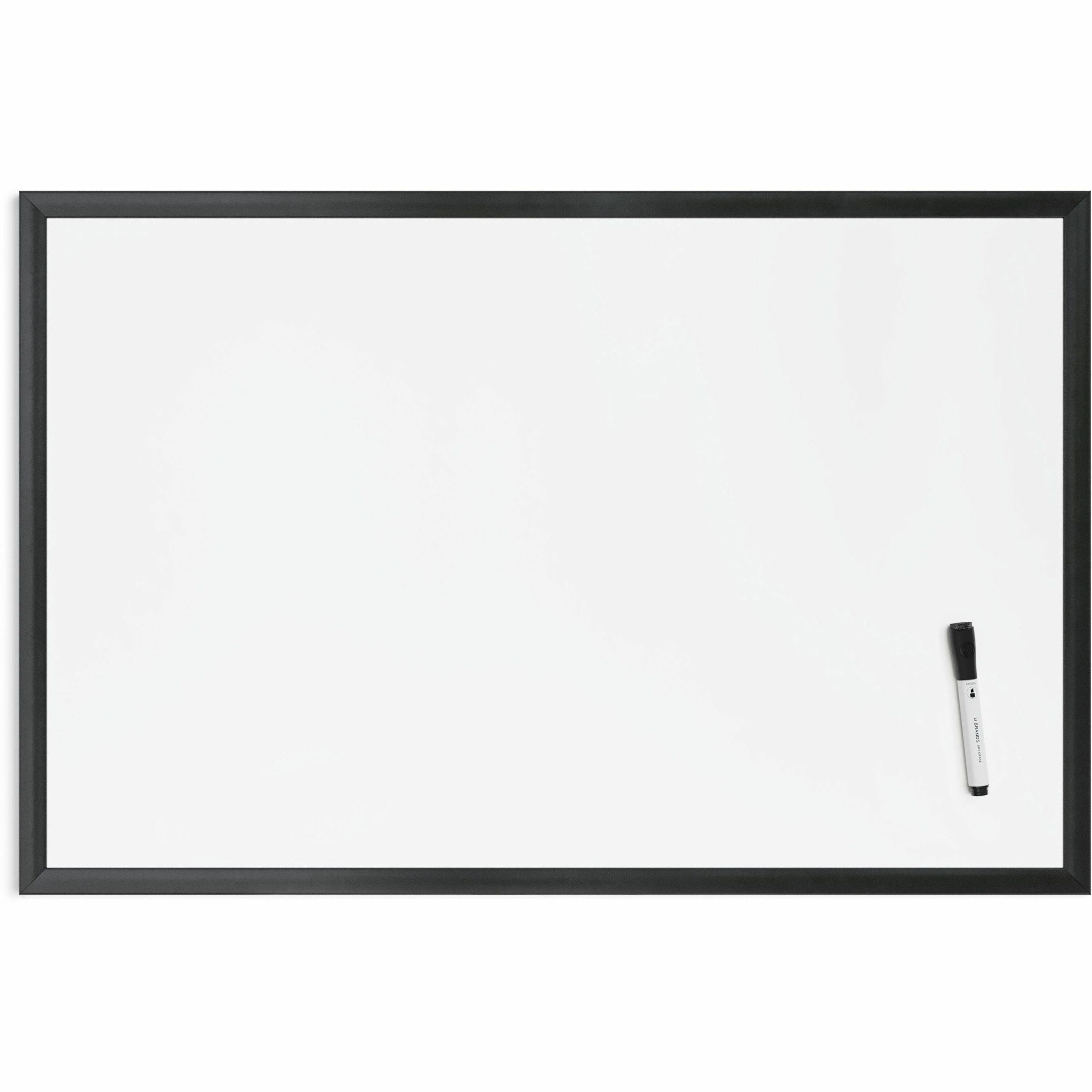 U Brands Magnetic Dry-Erase Board - 35" (2.9 ft) Width x 23" (1.9 ft) Height - White Painted Steel Surface - Black Wood Frame - Rectangle - Horizontal/Vertical - Magnetic - 1 Each