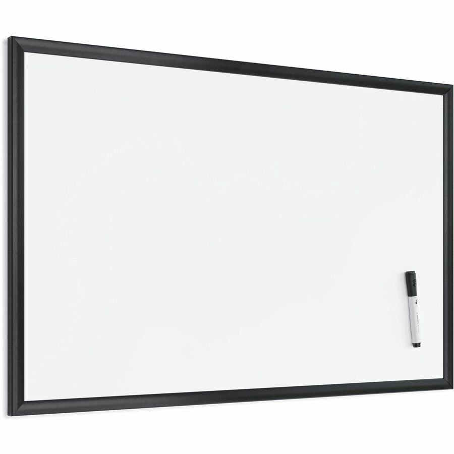 U Brands Magnetic Dry-Erase Board - 35" (2.9 ft) Width x 23" (1.9 ft) Height - White Painted Steel Surface - Black Wood Frame - Rectangle - Horizontal/Vertical - Magnetic - 1 Each