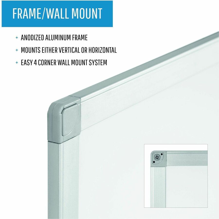 MasterVision Ayda Steel Dry Erase Board - 48" (4 ft) Width x 36" (3 ft) Height - White Steel Surface - Aluminum Frame - Rectangle - Horizontal/Vertical - Magnetic - 1 Each