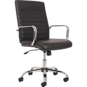 Black Seat Color - Leather Seat Material - Chrome Frame Material - High Back - 5-star Base - Black - 1 Each