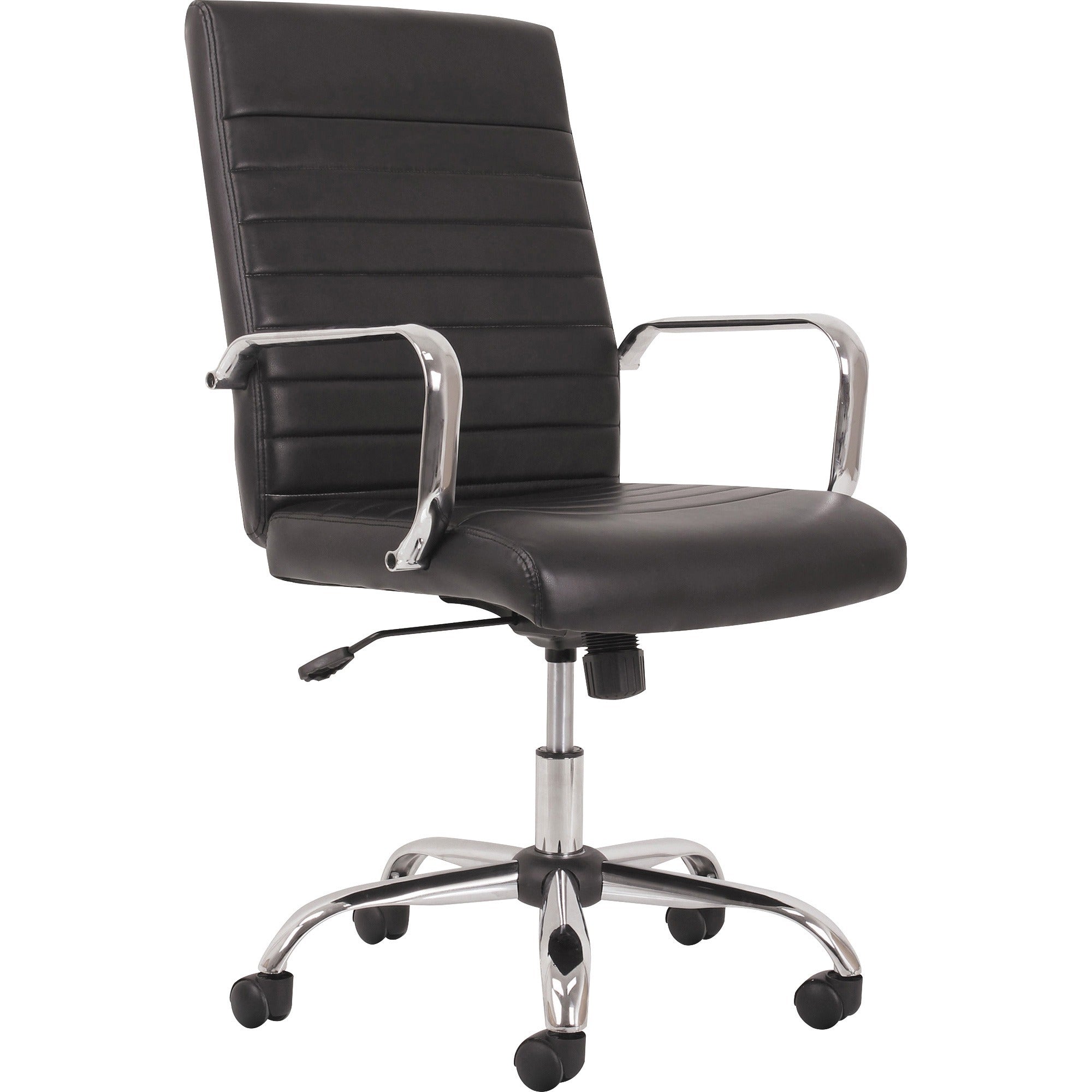 Black Seat Color - Leather Seat Material - Chrome Frame Material - High Back - 5-star Base - Black - 1 Each