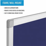 MasterVision Ayda Fabric 36"W Bulletin Board - Blue Fabric Surface - Robust, Tackable, Sleek Style - 0.5" Height x 36" Width - 1 Each