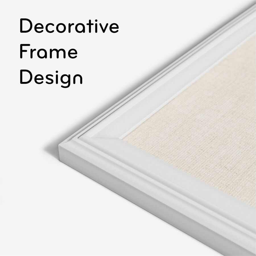 U Brands Linen Bulletin Board - 17" Board Height x 23" Board Width - Tan Cork Surface - Self-healing, Durable, Mounting System - White Wood Frame - 1 Each