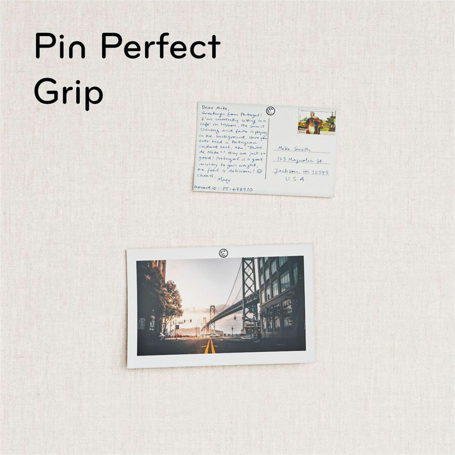 U Brands Linen Bulletin Board - 20" Board Height x 30" Board Width - Tan Cork Surface - Self-healing, Durable, Mounting System - White Wood Frame - 1 Each