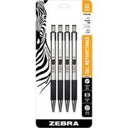 0.7 mm Pen Point - Refillable - Retractable - Black Ink - Gel-based - Metal Barrel - 4 / Pack