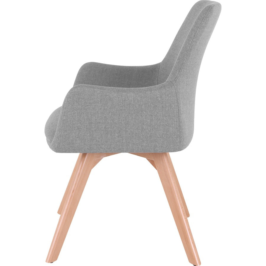 Lorell Mid-century Modern Flannel Guest Chair - Four-legged Base - Gray - Armrest - 1 Each