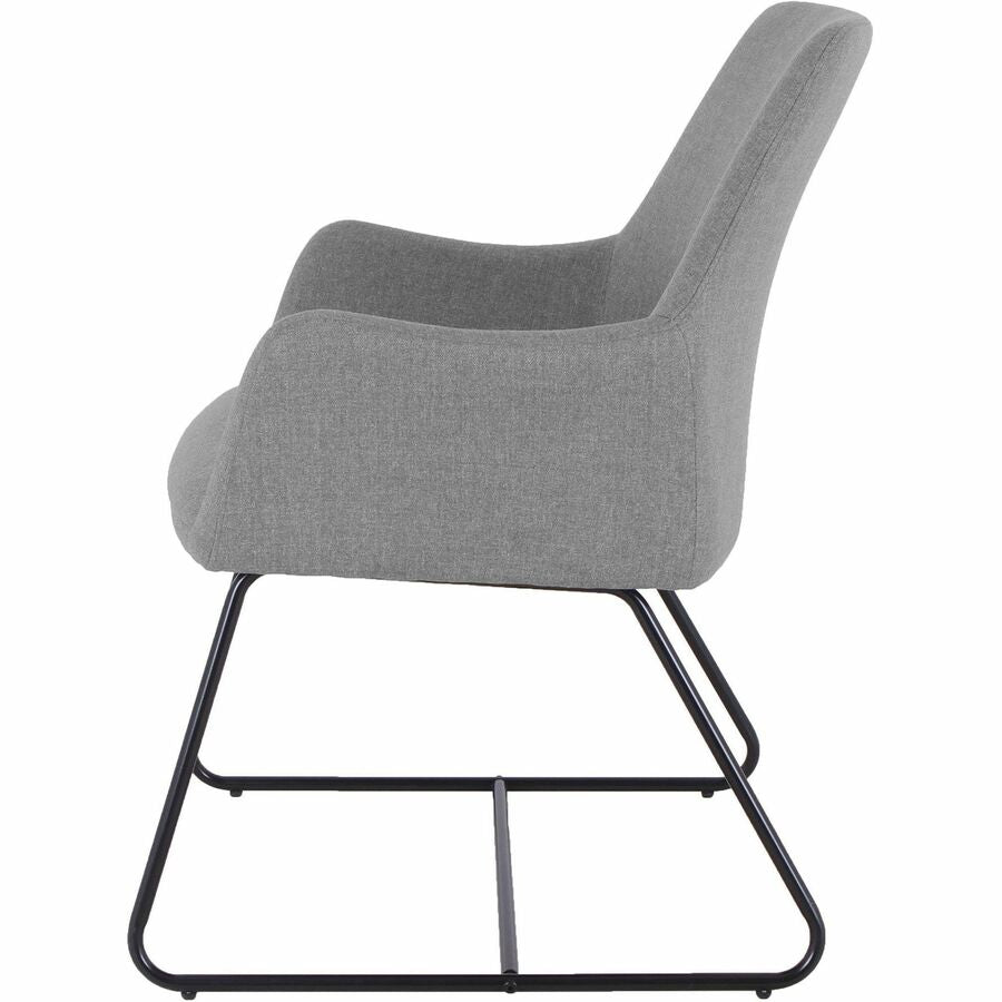 Lorell Mid-century Modern Flannel Guest Chair - Sled Base - Gray - Armrest - 1 Each