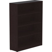 Lorell Laminate Bookcase, 4 Shelves (3 Adjustable), 48"H x 36"W x 12"D, Espresso Finish, Thermofused Laminate, Square Edge, Adjustable Feet, 1 Each