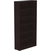 Lorell Laminate Bookcase, 6 Shelves (5 Adjustable), 72"H x 36"W x 12"D, Espresso Finish, 1 Each