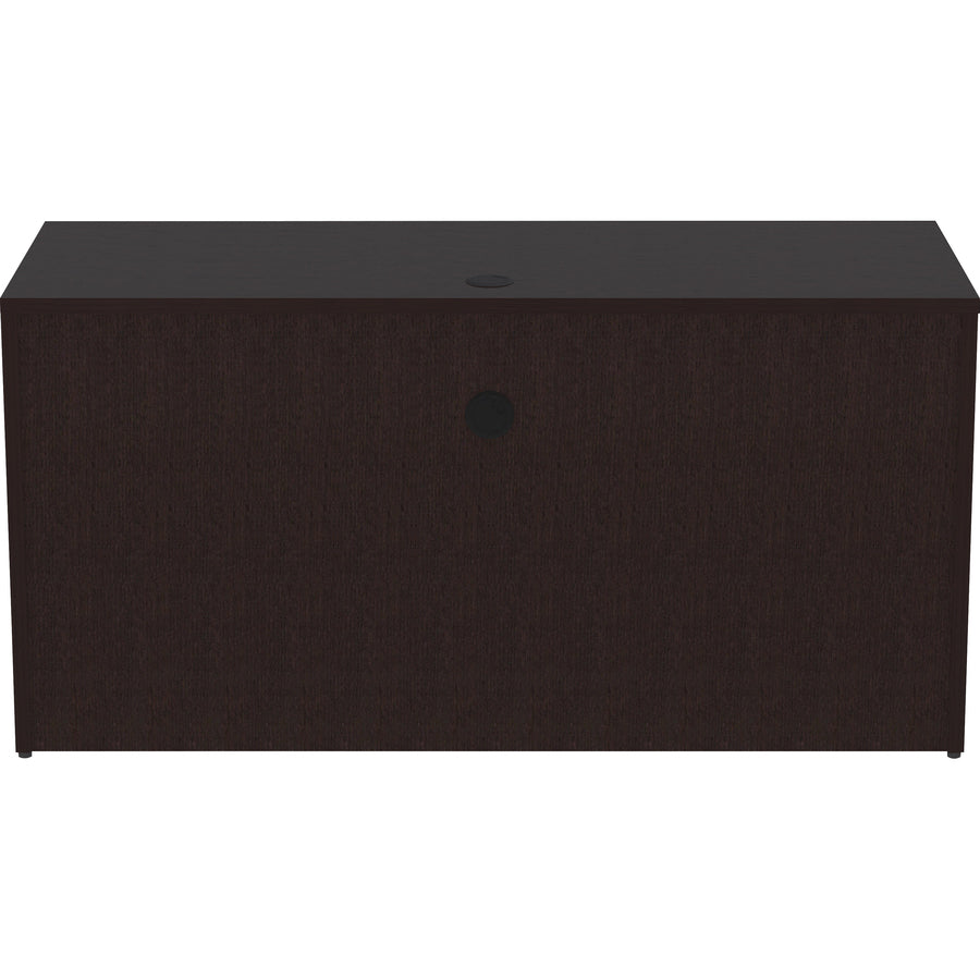 Lorell Essentials Series Credenza Shell - 29.5" Height x 60" Width x 24" Depth Credenza Shell, x 1" Thickness Top - Finish: Espresso, Silver Brush - 1 Each