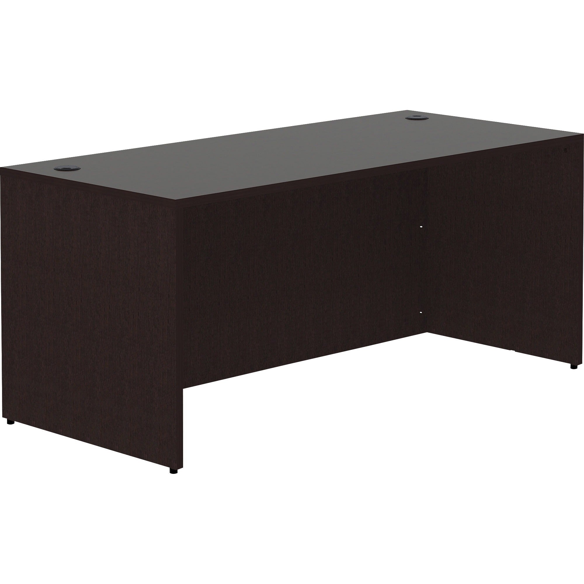 Lorell Essentials Series Rectangular Desk Shell - 29.5" Height x 66" Width x 30" Depth Desk Shell, x 1" Thickness Top - Finish: Espresso - 1 Each