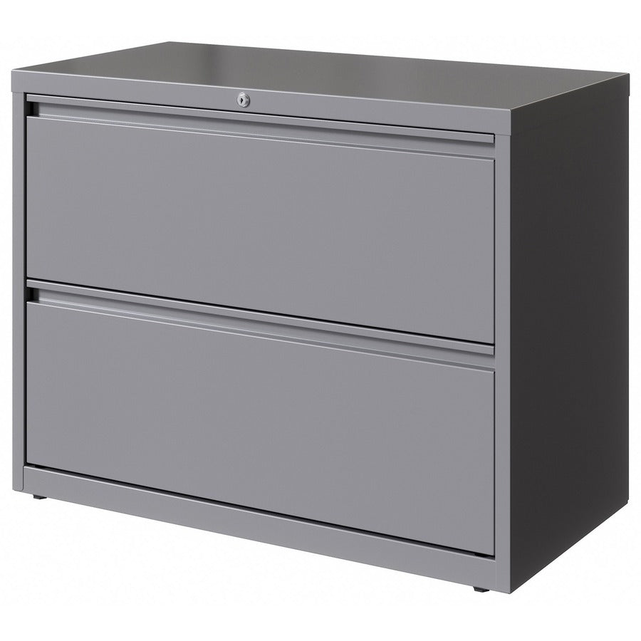 Lorell Fortress Series Lateral File, 36"W x 18.6"D x 28"H, 2 Drawers, Silver, 1 Each