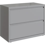 Lorell Fortress Series Lateral File, 36"W x 18.6"D x 28"H, 2 Drawers, Silver, 1 Each