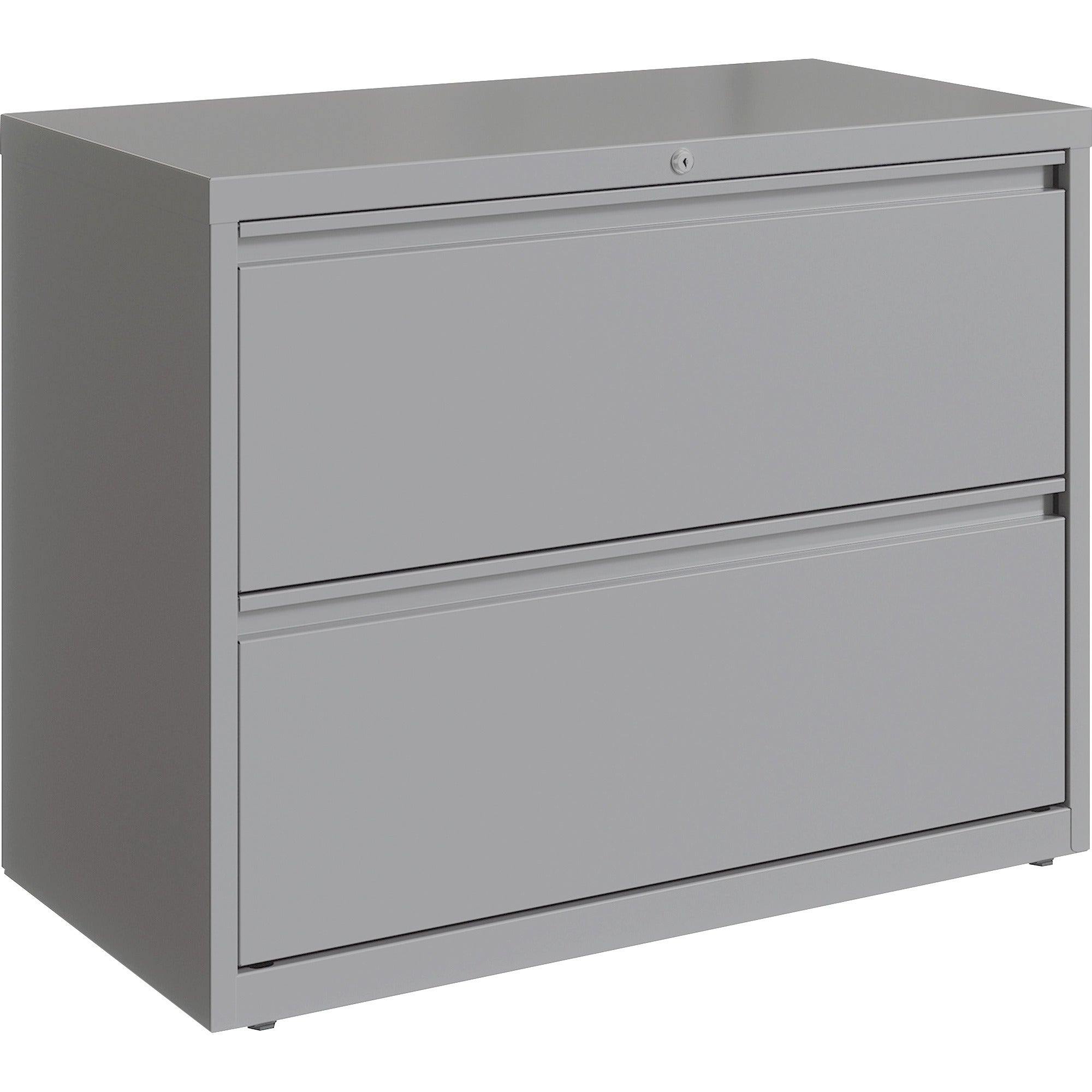 Lorell Fortress Series Lateral File, 36"W x 18.6"D x 28"H, 2 Drawers, Silver, 1 Each