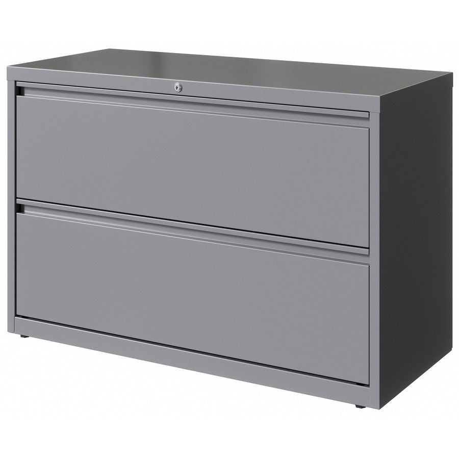 Lorell Fortress Series Lateral File, 42"W x 18.6"D x 28"H, 2 Drawers, Silver, 1 Each