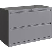 Lorell Fortress Series Lateral File, 42"W x 18.6"D x 28"H, 2 Drawers, Silver, 1 Each