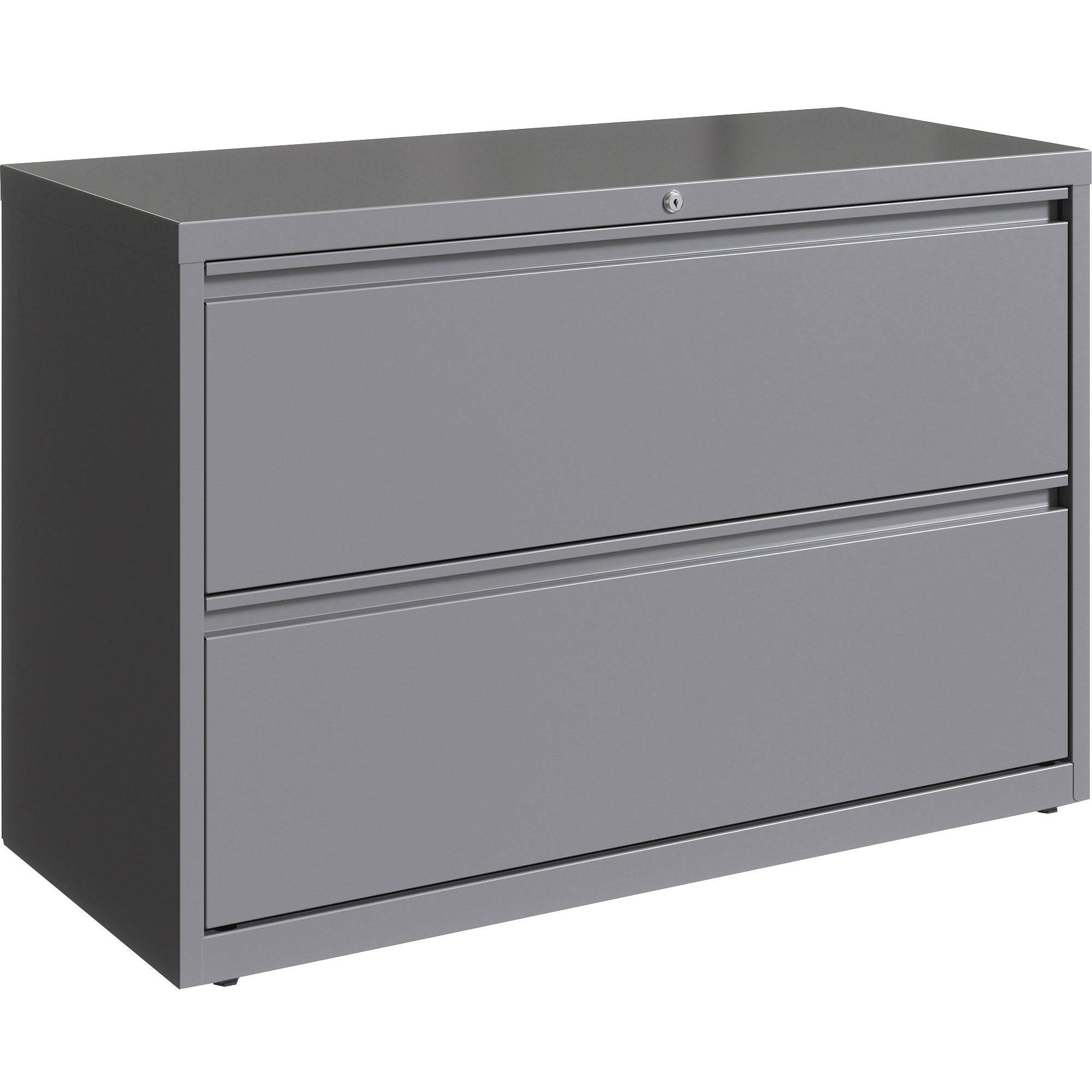 Lorell Fortress Series Lateral File, 42"W x 18.6"D x 28"H, 2 Drawers, Silver, 1 Each