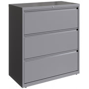 Lorell Fortress Series 3-Drawer Lateral File, 36"W x 18.6"D x 40.3"H, Silver, Steel, 1 Each