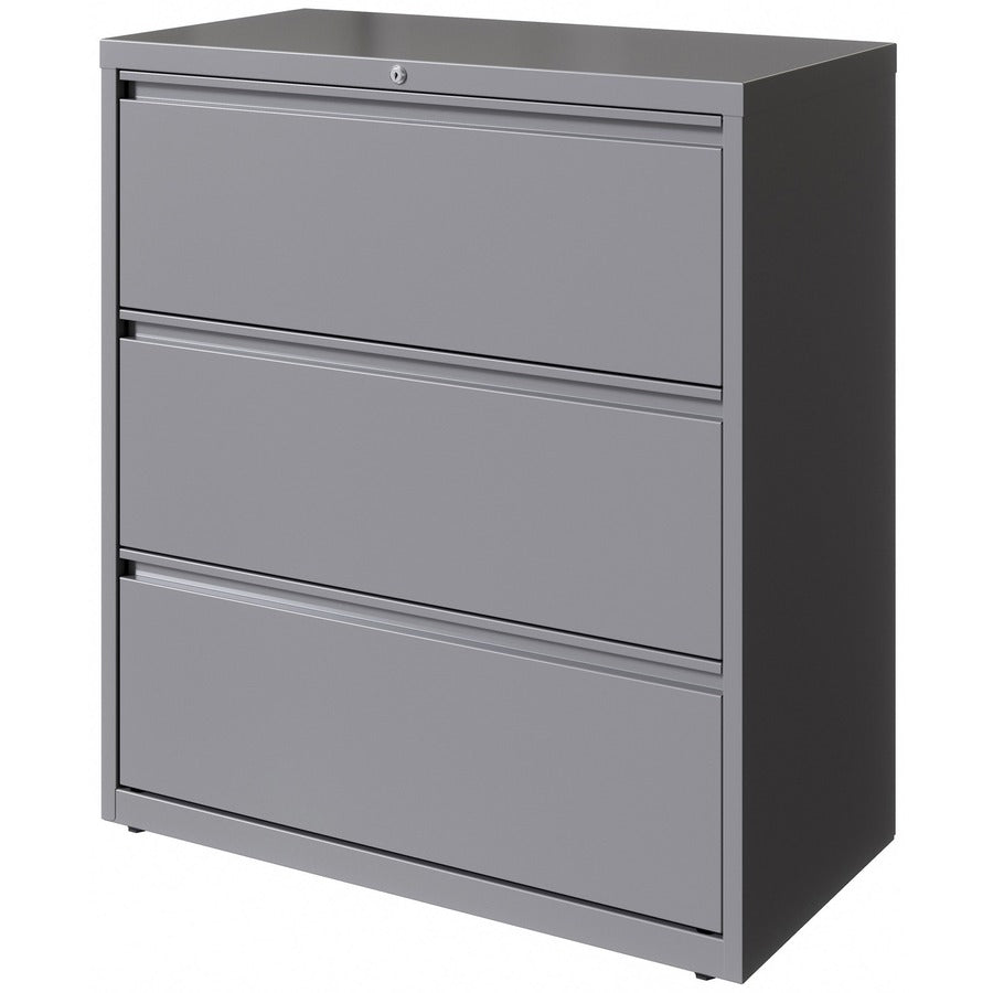 Lorell Fortress Series 3-Drawer Lateral File, 36"W x 18.6"D x 40.3"H, Silver, Steel, 1 Each