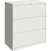 Lorell Fortress Series 3-Drawer Lateral File, 36"W x 18.6"D x 40.3"H, White, Steel, Recycled Content, 1 Each