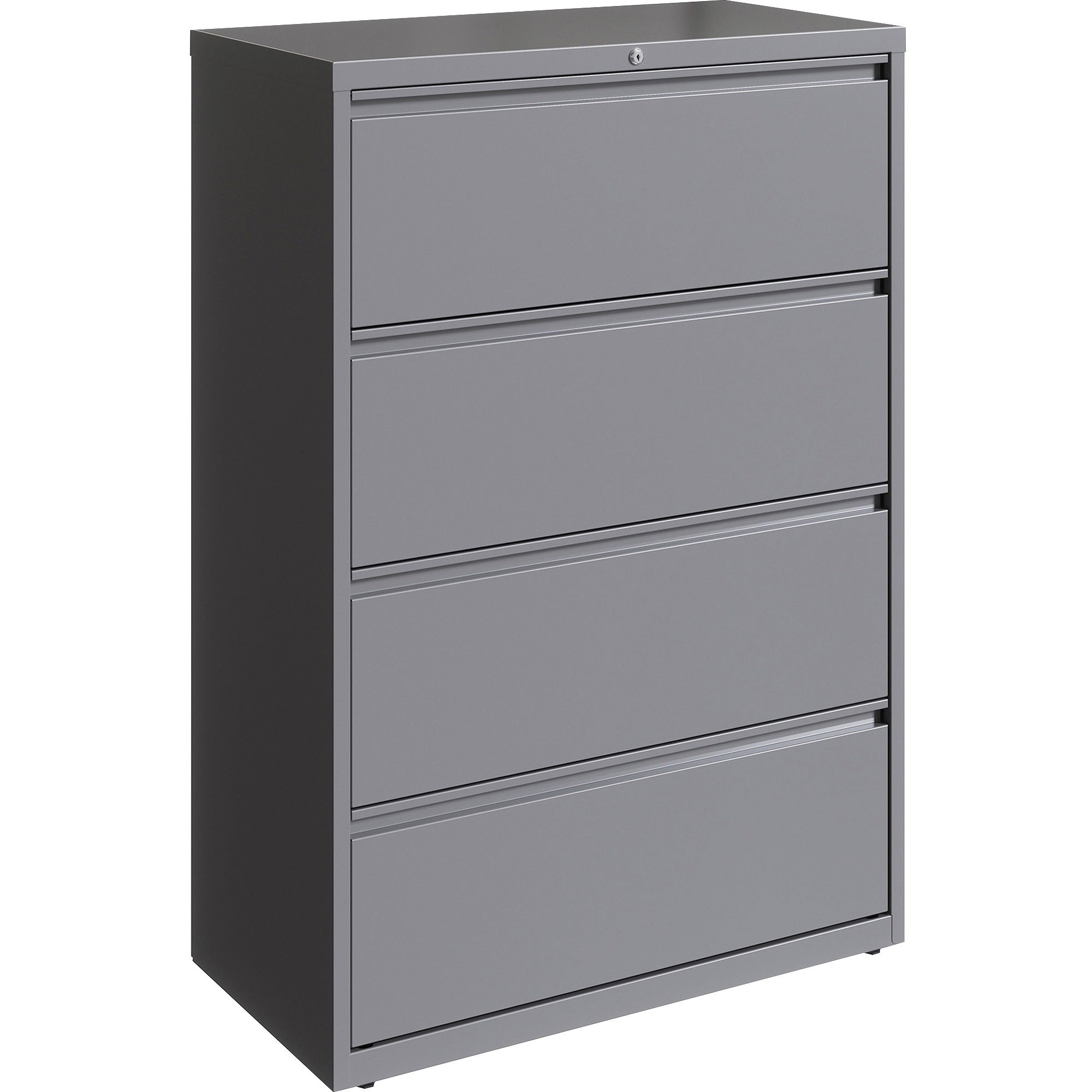 Lorell Fortress Series Lateral File, 4-Drawer, Lateral, 36"W x 18.6"D x 52.5"H, Silver, Steel, 1 Each