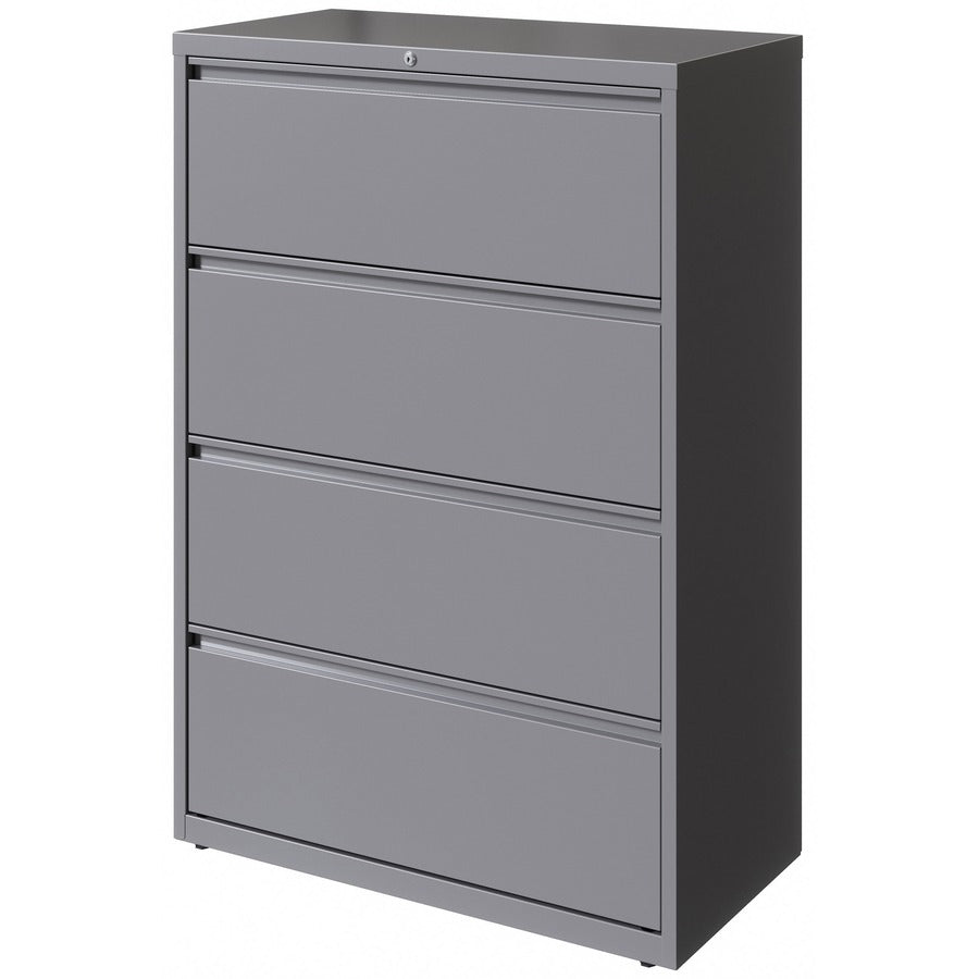 Lorell Fortress Series Lateral File, 4-Drawer, Lateral, 36"W x 18.6"D x 52.5"H, Silver, Steel, 1 Each