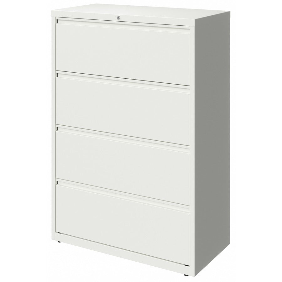 Lorell Fortress Series 4-Drawer Lateral File, 36"W x 18.6"D x 52.5"H, White, Steel, 1 Each