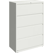Lorell Fortress Series 4-Drawer Lateral File, 36"W x 18.6"D x 52.5"H, White, Steel, 1 Each