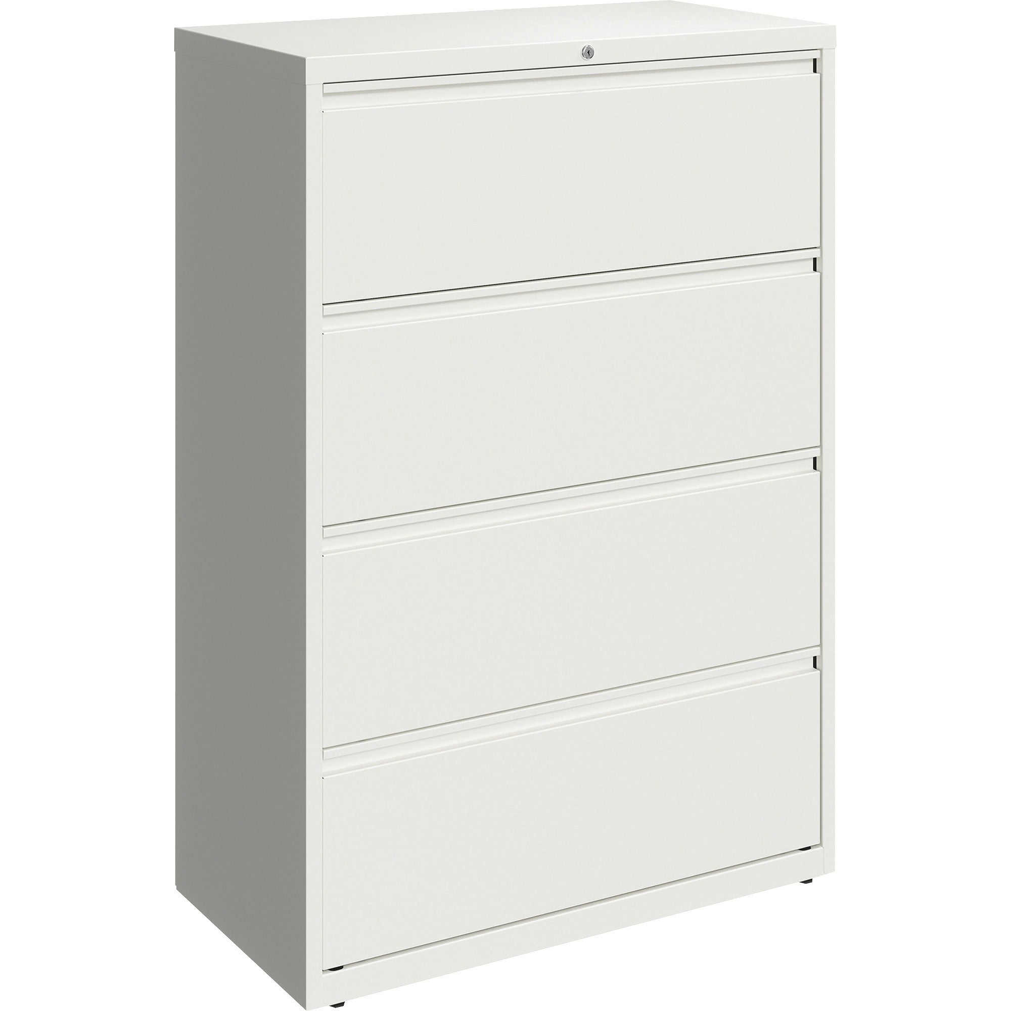 Lorell Fortress Series 4-Drawer Lateral File, 36"W x 18.6"D x 52.5"H, White, Steel, 1 Each