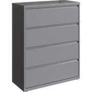 Lorell Fortress Series Lateral File, 4-Drawer, 42"W x 18.6"D x 52.5"H, Silver, Steel, 1 Each