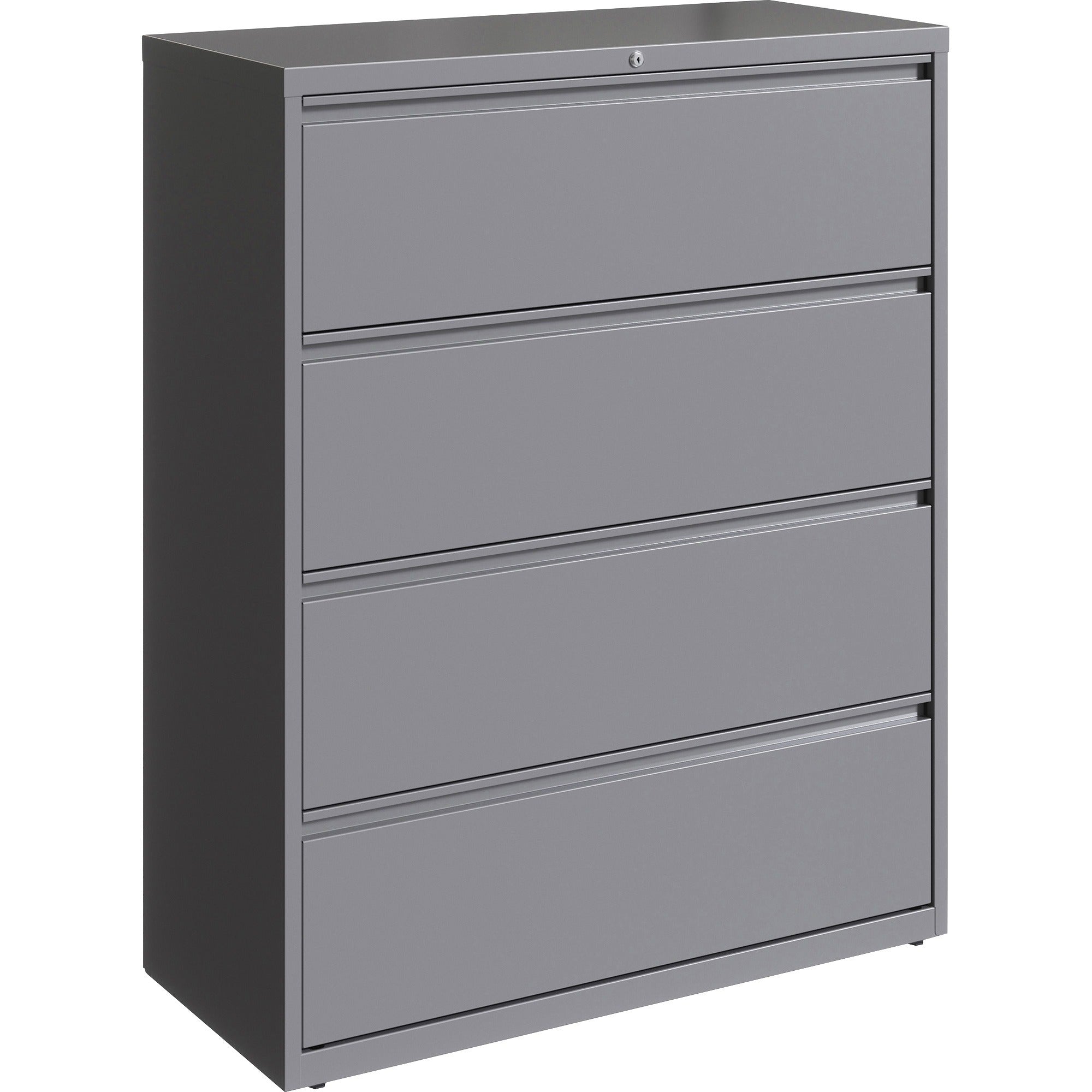 Lorell Fortress Series Lateral File, 4-Drawer, 42"W x 18.6"D x 52.5"H, Silver, Steel, 1 Each